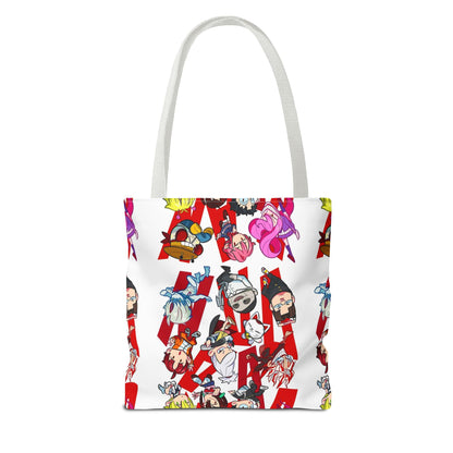 Dandadan Anime Character Collage Tote Bag — Chibi Pop Art All-Over Print