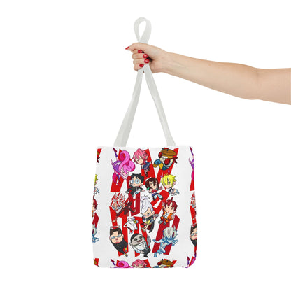 Dandadan Anime Character Collage Tote Bag — Chibi Pop Art All-Over Print