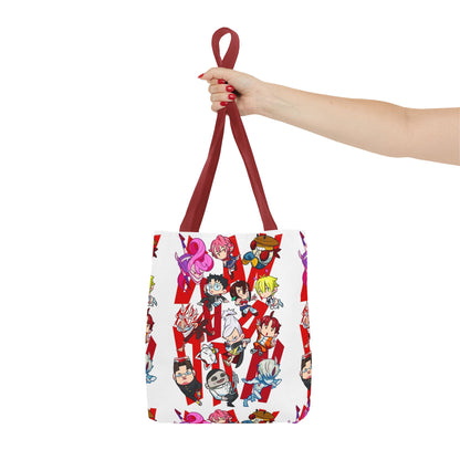 Dandadan Anime Character Collage Tote Bag — Chibi Pop Art All-Over Print