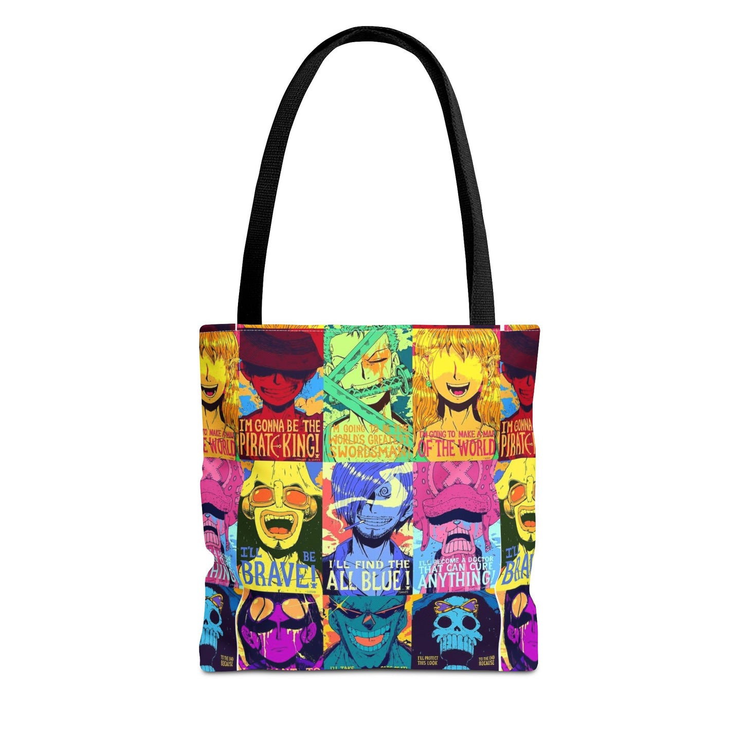 One Piece Anime Colorful Pop-Art Character Tote Bag – Vibrant Anime Collage AOP