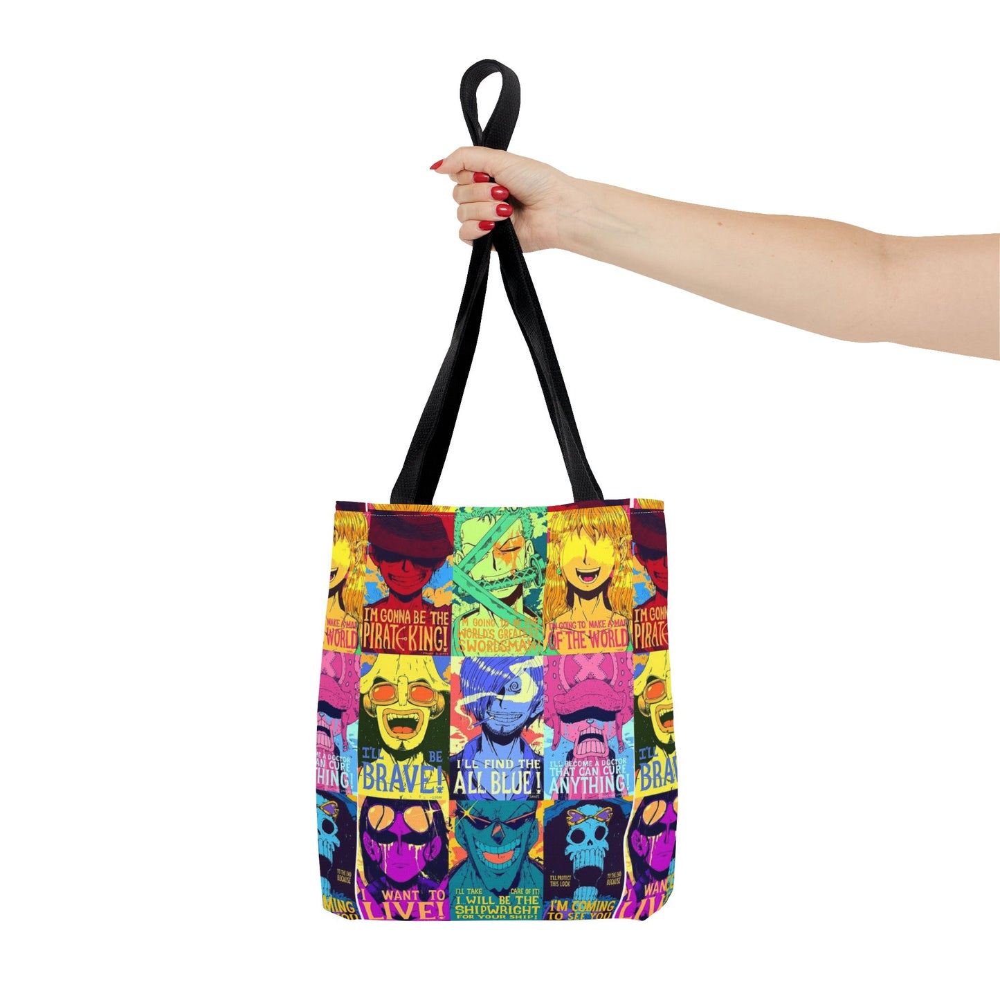 One Piece Anime Colorful Pop-Art Character Tote Bag – Vibrant Anime Collage AOP