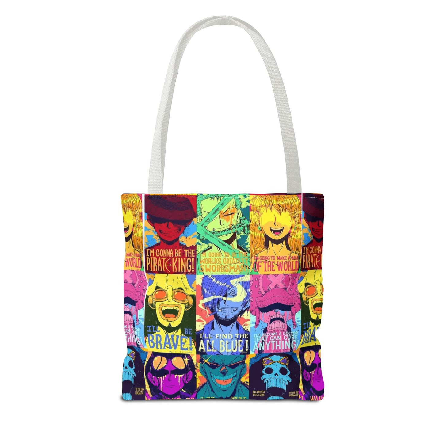 One Piece Anime Colorful Pop-Art Character Tote Bag – Vibrant Anime Collage AOP