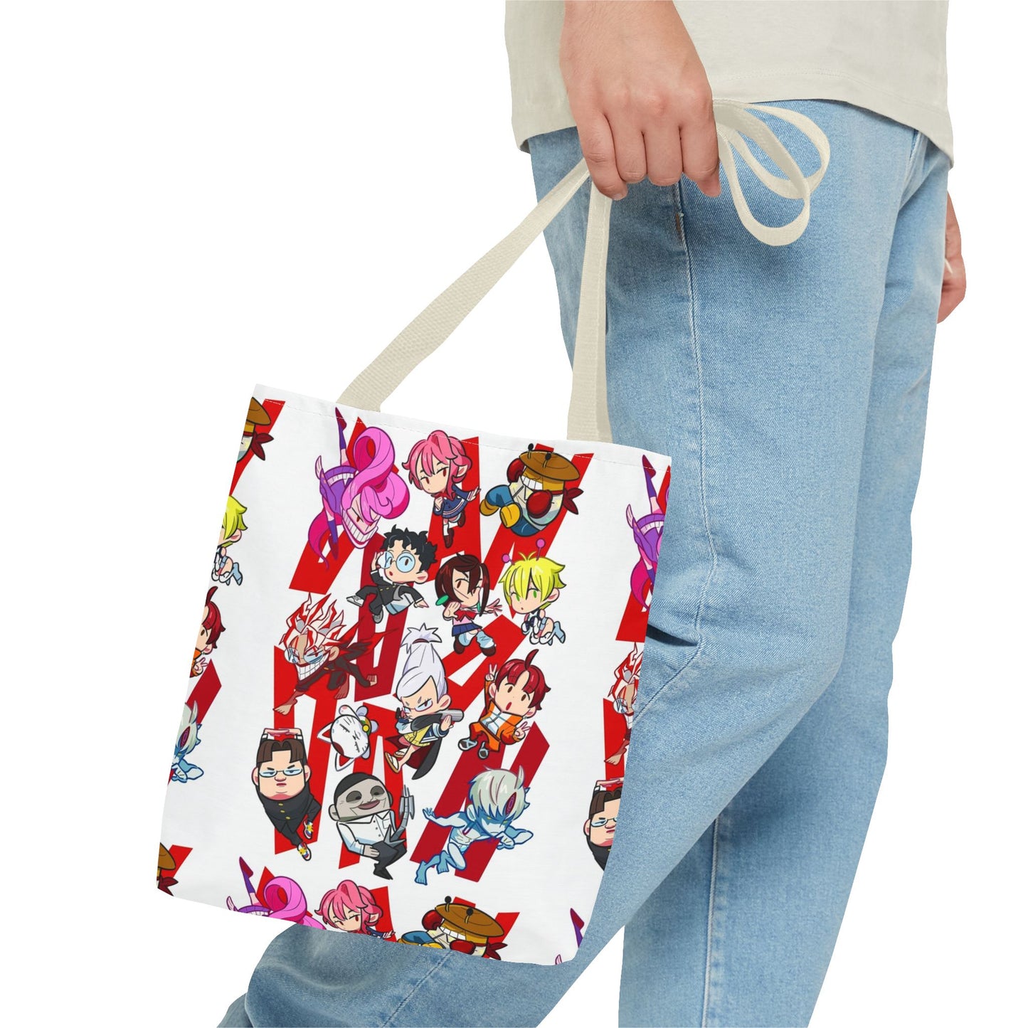 Dandadan Anime Character Collage Tote Bag — Chibi Pop Art All-Over Print