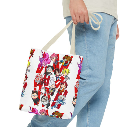 Dandadan Anime Character Collage Tote Bag — Chibi Pop Art All-Over Print