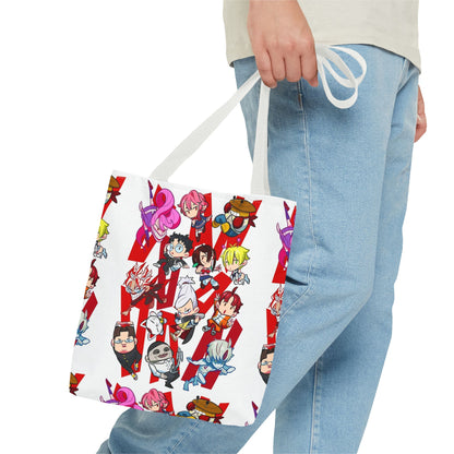 Dandadan Anime Character Collage Tote Bag — Chibi Pop Art All-Over Print