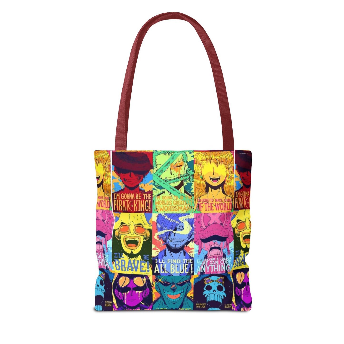 One Piece Anime Colorful Pop-Art Character Tote Bag – Vibrant Anime Collage AOP