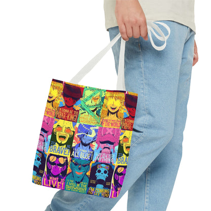 One Piece Anime Colorful Pop-Art Character Tote Bag – Vibrant Anime Collage AOP