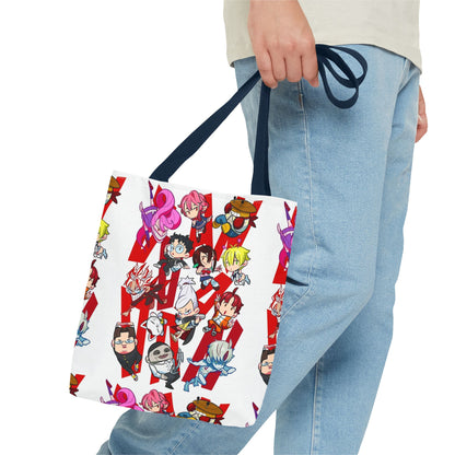 Dandadan Anime Character Collage Tote Bag — Chibi Pop Art All-Over Print
