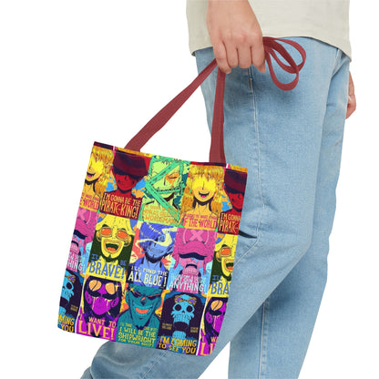 One Piece Anime Colorful Pop-Art Character Tote Bag – Vibrant Anime Collage AOP