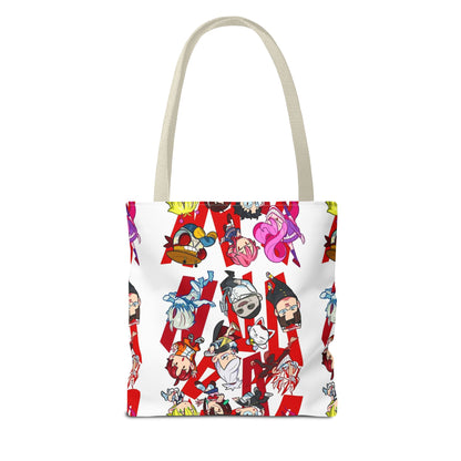 Dandadan Anime Character Collage Tote Bag — Chibi Pop Art All-Over Print