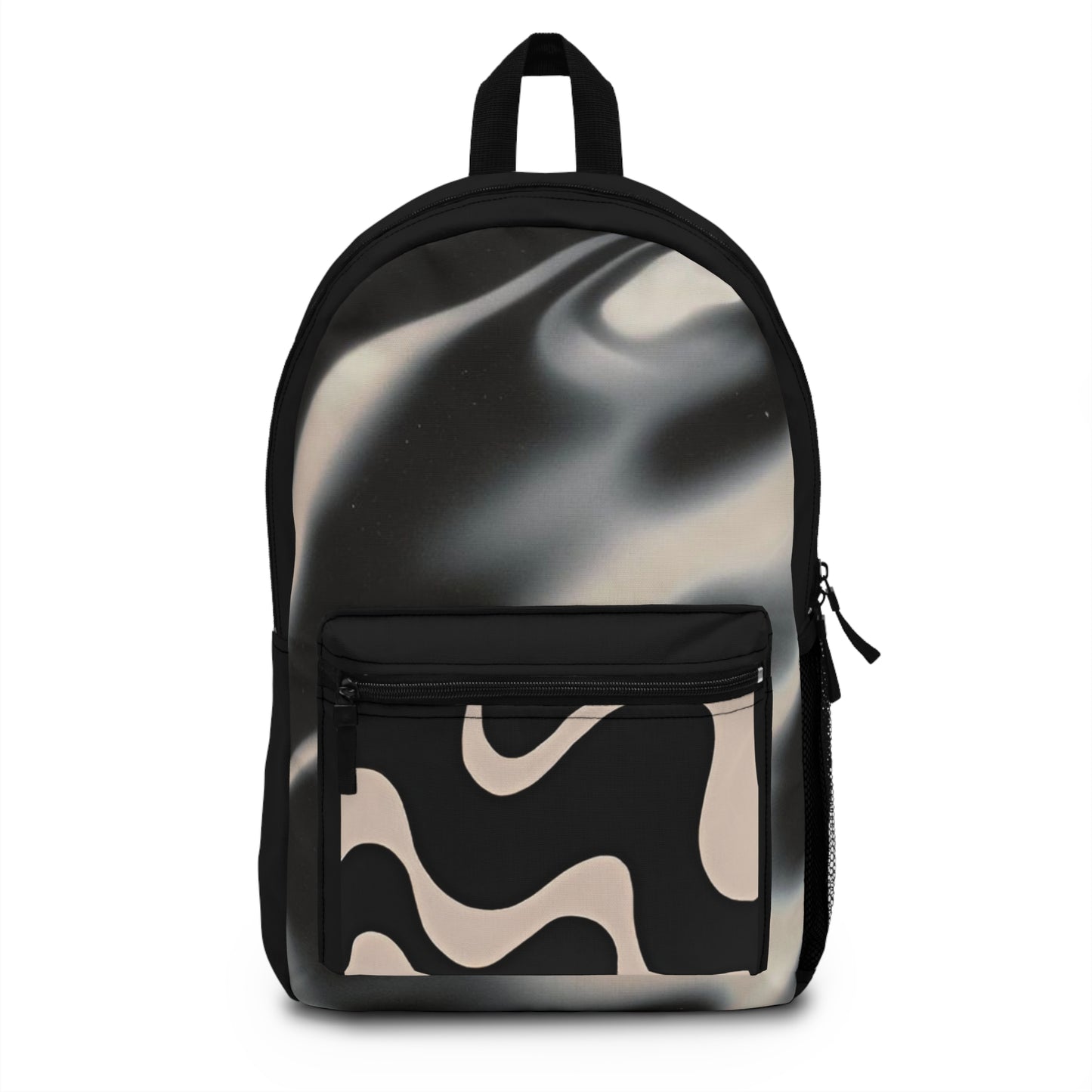 Stylish Black and Beige Abstract Backpack