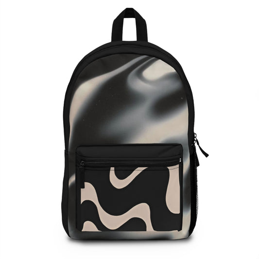 Stylish Black and Beige Abstract Backpack