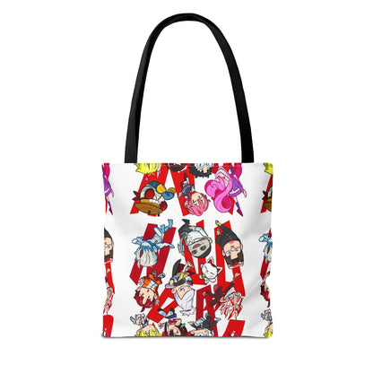 Dandadan Anime Character Collage Tote Bag — Chibi Pop Art All-Over Print