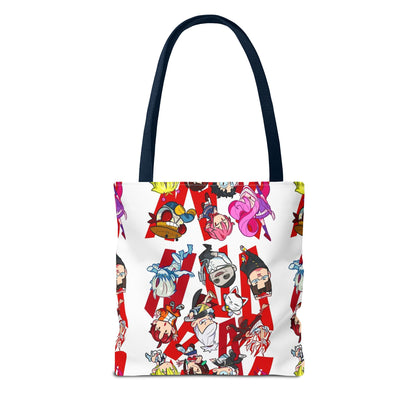 Dandadan Anime Character Collage Tote Bag — Chibi Pop Art All-Over Print