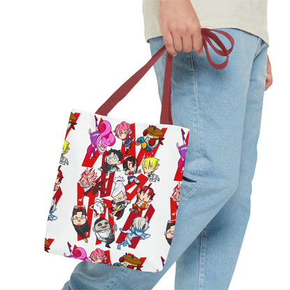 Dandadan Anime Character Collage Tote Bag — Chibi Pop Art All-Over Print