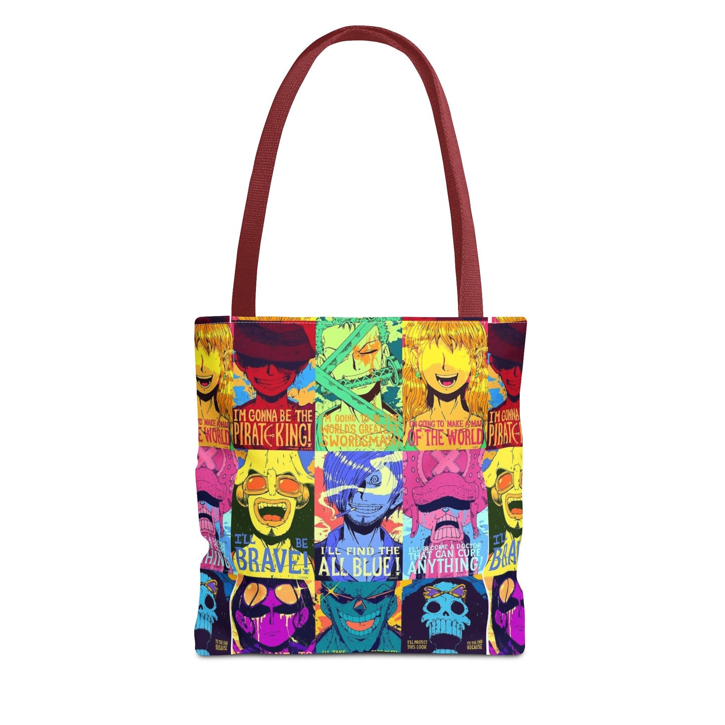 One Piece Anime Colorful Pop-Art Character Tote Bag – Vibrant Anime Collage AOP